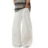 White Cotton Barrel-Leg Trousers