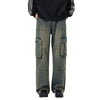 Wide Leg Cargo Denim Pants-INNBLAC