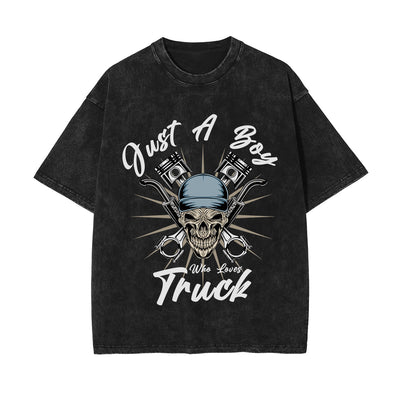 Just A Boy Stone Wash Graphic Tee-INNBLAC