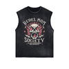 Rebel Mom Society Skull Graphic Sleeveless Faded Tee-INNBLAC