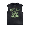 Skull Whiskey Goes In Wisdom Sleeveless Faded Tee-INNBLAC