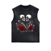 Skeletons Roses Love Valentine Sleeveless Faded Tee-INNBLAC