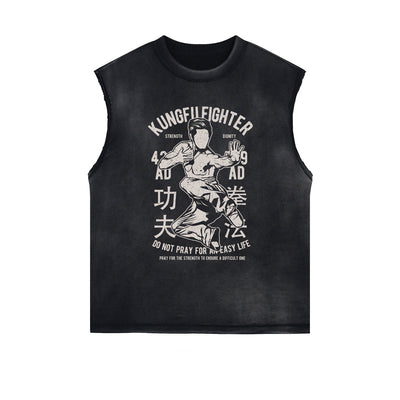 Kungfu Fighter Vintage Sleeveless Tee-INNBLAC