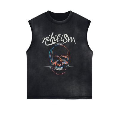 Neon Skull Sleeveless Graphic Tee-INNBLAC