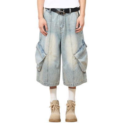 Baggy Cargo Denim Capri Pants
