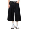 Black Selvedge Denim Capri Pants