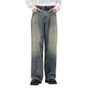 Washed Faded Baggy Denim Pants-INNBLAC