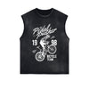 Pedal Pusher Retro Graphic Sleeveless Faded Tee-INNBLAC