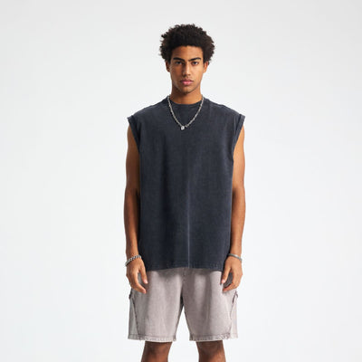 Back Seam Distressed Sleeveless T Shirt 275gsm