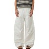 White Cotton Barrel-Leg Trousers