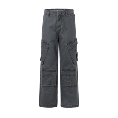 Vintage Washed Baggy Cargo Pants-INNBLAC