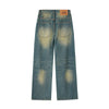 Vintage Washed Pleated Knee Jeans