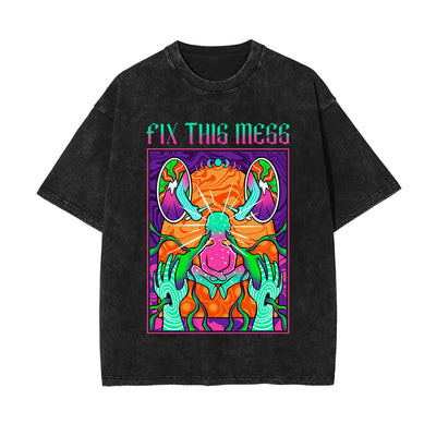 Fix This Mess Washed Graphic Tee-INNBLAC
