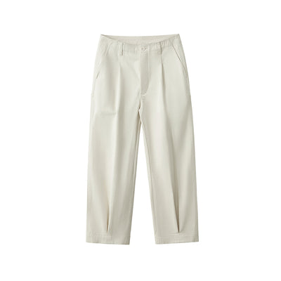 Solid Color Tapered Cotton Trousers-INNBLAC Fashion Apparel