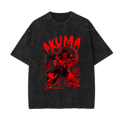 Akuma Japanese Stone Wash Graphic Tee-INNBLAC