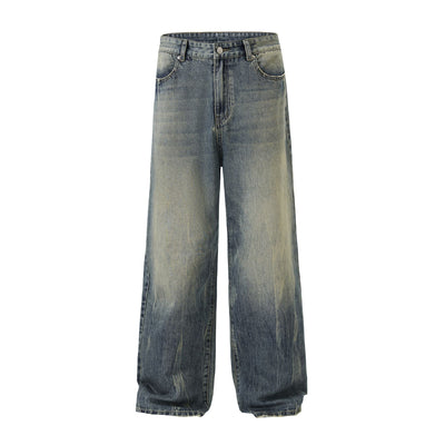 Washed Faded Baggy Denim Pants-INNBLAC