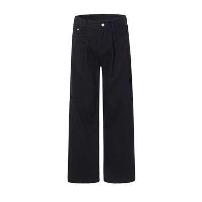 Solid Color Casual Pleated Trousers-INNBLAC