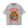 Monster Pumpkin Graphic Washed Tee-INNBLAC