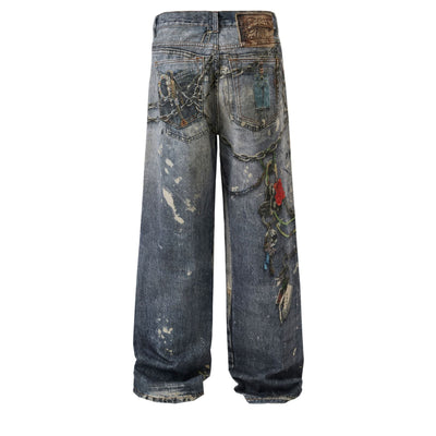 Street Digital Print Jeans-INNBLAC