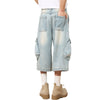 Baggy Cargo Denim Capri Pants
