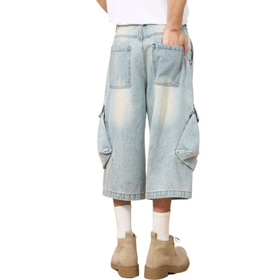 Baggy Cargo Denim Capri Pants
