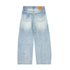 Light Blue Pleated Barrel-Leg Jeans