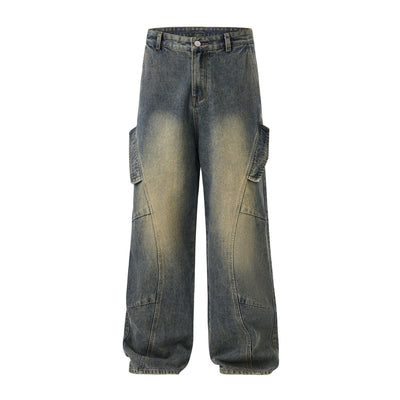 Vintage Washed Straight Leg Jeans-INNBLAC