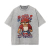 The Hustle ls Real Graphic Washed Tee-INNBLAC