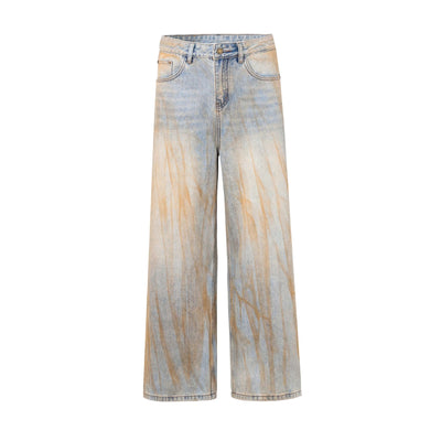 Muddy Washed Wide Leg Jeans-INNBLAC