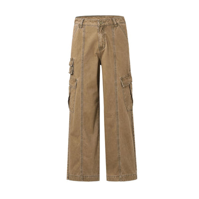 Front Seam Baggy Cargo Pants-INNBLAC