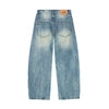 Washed Distressed Barrel-Leg Jeans