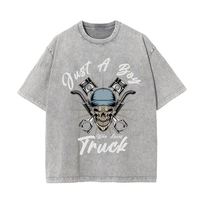 Just A Boy Stone Wash Graphic Tee-INNBLAC