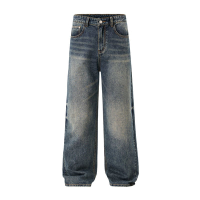 Vintage Washed Straight Leg Jeans-INNBLAC