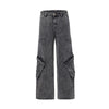 Gray Denim Wrinkles Cargo Pants-INNBLAC