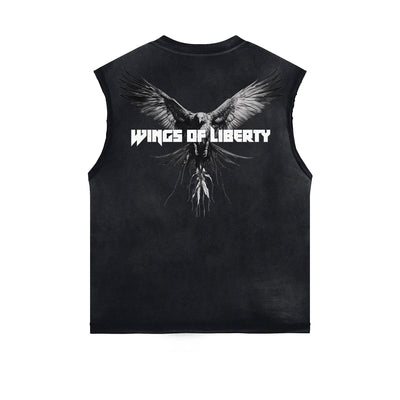 Wings of Liberty Eagle Sleeveless Faded Tee-INNBLAC