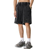 Heavy-Wash Baggy Patchwork Shorts