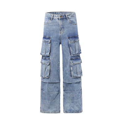 Baggy Denim Cargo Pants-INNBLAC