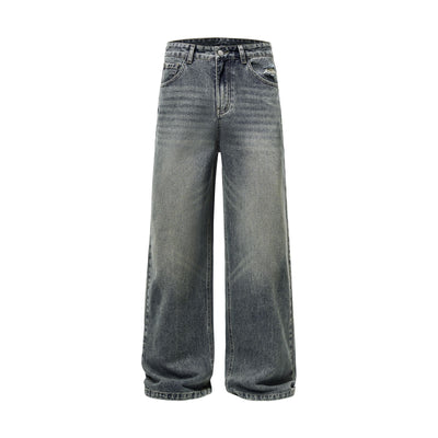 Washed Whiskers Baggy Jeans-INNBLAC