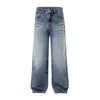 Straight Leg Whiskers Blue Jeans-INNBLAC