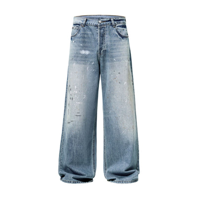 Paint Spattered Straight Leg Jeans-INNBLAC