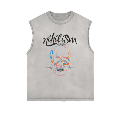 Neon Skull Sleeveless Graphic Tee-INNBLAC