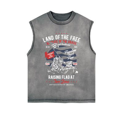 Land Of The Free Graphic Sleeveless Faded Tee-INNBLAC