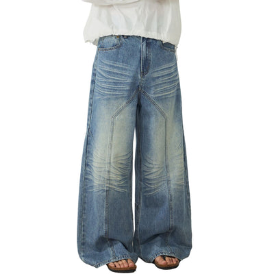 Blue Baggy Front Seam Jeans