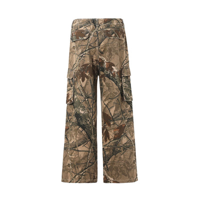 Tree Branch Print Camouflage Cargo Pants-INNBLAC