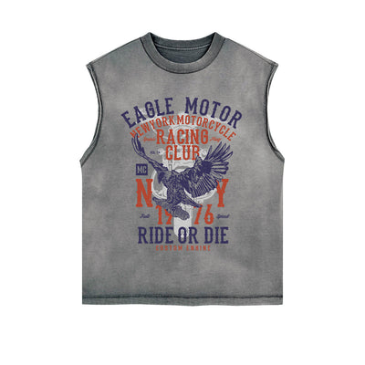 Eagle Motor Graphic Sleeveless Faded Tee-INNBLAC