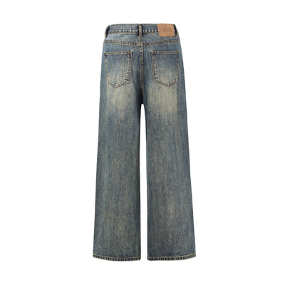 Whiskers Faded Straight Leg Jeans-INNBLAC