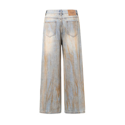 Muddy Washed Wide Leg Jeans-INNBLAC