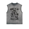 Born To Ski Retro Graphic Sleeveless Faded Tee-INNBLAC