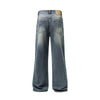 Washed Straight Leg Denim Pants-INNBLAC