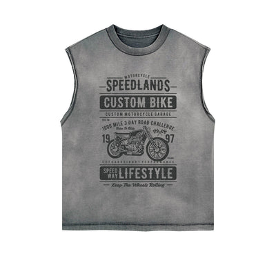 Speedlands Custom Bike Graphic Sleeveless Faded Tee-INNBLAC